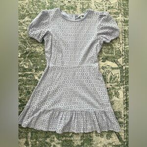 Lilac Eyelet Puff-Sleeve Dress